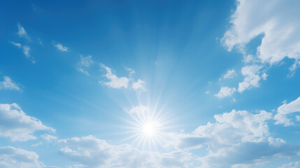 Bright Sunshine Through Blue Sky and Clouds