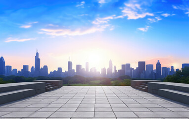 Urban City Skyline at Sunrise