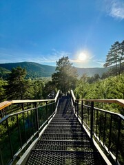 picturesque staircase in Krasnoyarsk to the Torgashinsky ridge