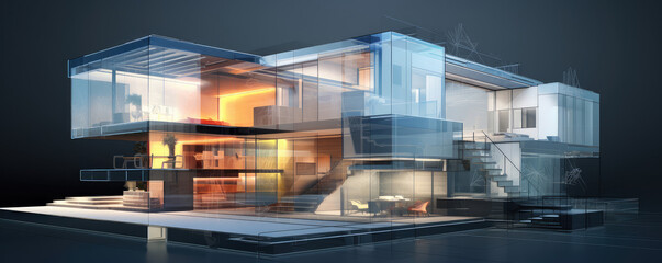 Exclusive Modern Home Transparency Design Concept at Night
