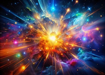 Naklejka premium Vivid abstract bursts in digital realms illuminate the night, inspiring creativity and wonder through a dynamic interplay of color and light in