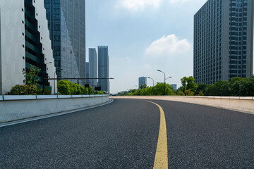 highways and the skyline of Hangzhou, China