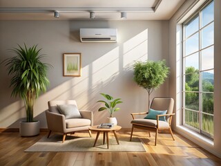 Wall Mounted Air Conditioner Cooling a Sunlit Room - Whispering Chill