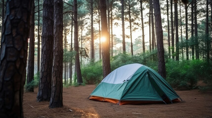 Serene Forest Camping at Sunrise