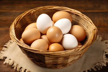 Organic Farm Fresh Eggs in Rustic Setting
