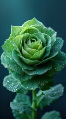 Obraz premium Close-Up of a Green Plant with Dew Drops