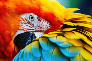 Obraz premium Vivid Macaw Parrot in Colorful Close-Up