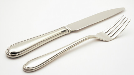 Refined silver knife and fork set with a smooth handle