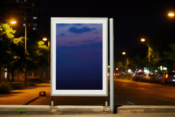 Fototapeta premium Urban Nightscape Blank Billboard Display