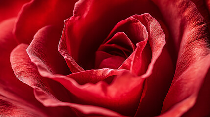 Red rose in bloom close-up showing intricate petals