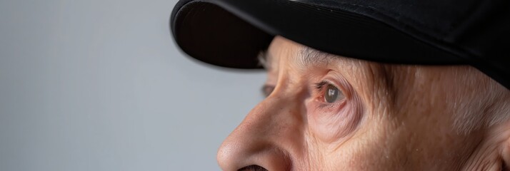 An elderly man, with deep wrinkles and thoughtful eyes, gazes into the distance in soft natural light, evoking a sense of wisdom, experience, and reflection.