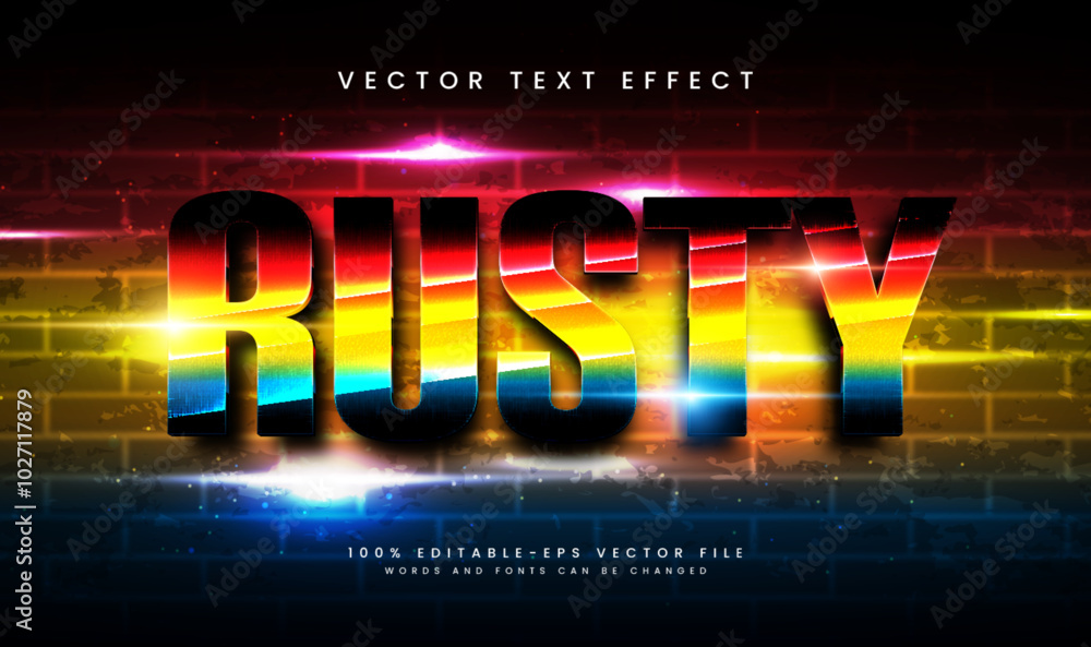 Poster rusty editable vector text effect, suitable for modern colorful elegant theme
