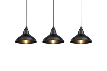 Three Black Pendant Lights with Warm White Bulbs