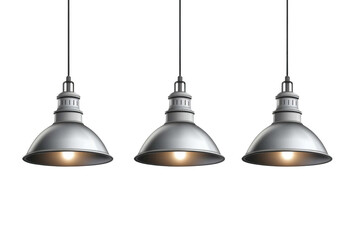 Three Silver Pendant Lights with Black Cords