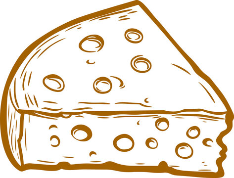 brown cheese wedge with holes clip art preview