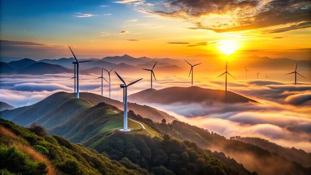 Windmills at Dawn: Sustainable Energy on a Mountain Ridge