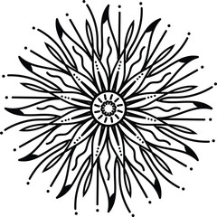 Obraz premium Simple, abstract and circle floral mandala art design, Alpona design, floral art design with black color on a white background for coloring book, relaxing cover, door alpona and various purposes.