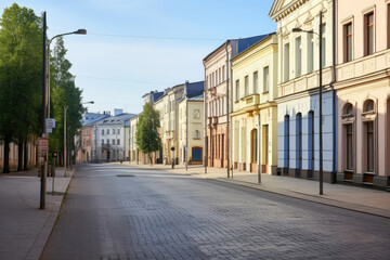 Obraz premium Peaceful Morning on a Historic City Street