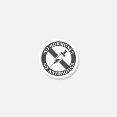 No antibiotics, hormones free icon sticker isolated on gray background
