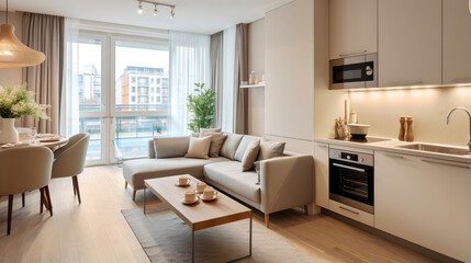 Modern Open-Concept Apartment Living Space