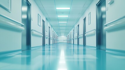Spacious hospital pathway designed for efficient transit of medical staff and patients.