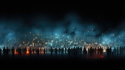 Mysterious Night Gathering with Ethereal Lights