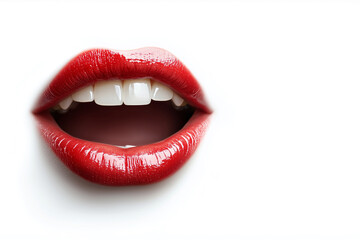 human mouth isolated on white background. perfect teeth. white wheels and paddles. ideal for dental clinic. dentist