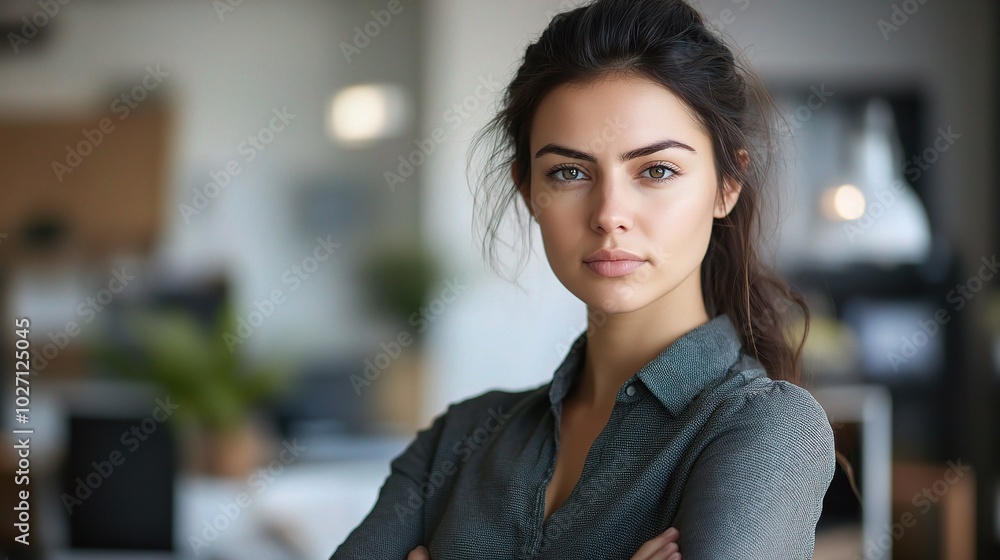 Wall mural Confident Woman in Modern Office Setting