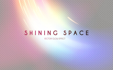 Motion transparent light effect. Shining rainbow beams magic background and liquid speed light