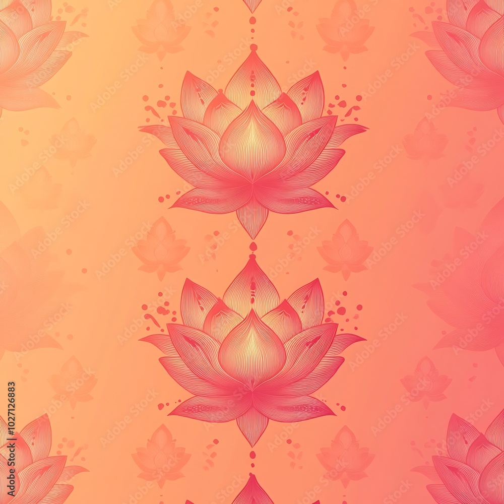 Aufkleber minimalist diwali patterned background lotus flower designs and traditional indian motifs in a soft 