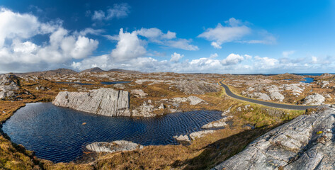 Rocky Scottish landscape taken from the Golden Road, Isle of Harris, Outer Hebrides, Scotland, UK.