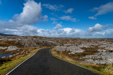 Rocky Scottish landscape taken from the Golden Road, Isle of Harris, Outer Hebrides, Scotland, UK.
