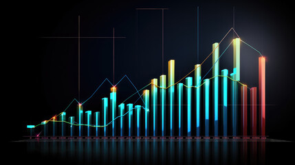 Fototapeta premium Vibrant 3D Analytics Graph for Stock Market Trends