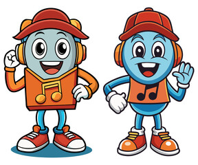 cartoon character mascot music for vector illustration