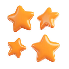 3D Yellow Star Icon on White Background, Vibrant 3D Rendered Yellow Stars Icon, Creative 3D Yellow Star Illustration on transparent.