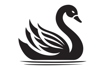 Modern Black Swan Silhouette Logo Design