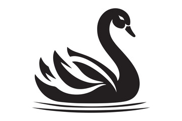 Elegant Black Swan Silhouette in Vector Format