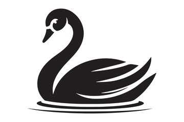 Black Swan Silhouette Logo in Minimalist Vector Art