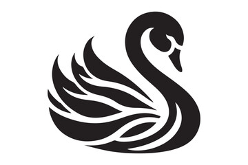 Obraz premium Elegant Swan Bird Silhouette Icon in Vector Format
