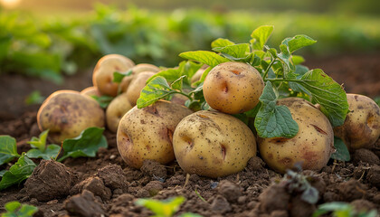 Potatoes farming in the field generated.AI