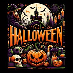 Halloween Collage with Ghosts and Pumpkins