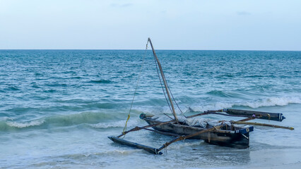 traditional triangular sailboats in Zanzibar