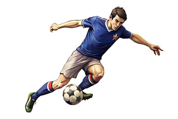 A man player in a game of soccer