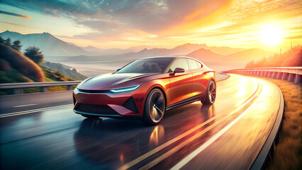 Fototapeta premium design of modern a car on the road