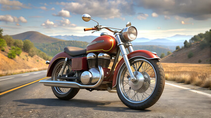 design of vintage motorbike on the road