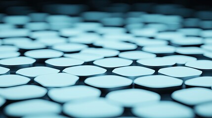Fototapeta premium A close-up view of numerous circular patterns, creating a visually striking, textured surface in soft lighting.