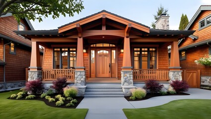 Fototapeta premium entrance to the village house modern small house in a village 