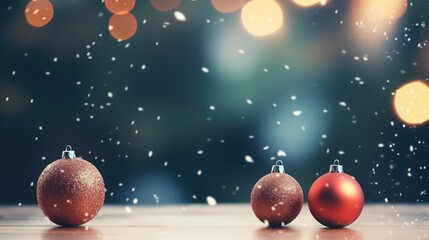 Fototapeta premium Festive Christmas Ornaments in Snowy Ambience