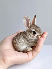 Obraz premium Person Holding Small Rabbit