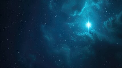 Bright Star Shining in a Majestic Blue Nebula